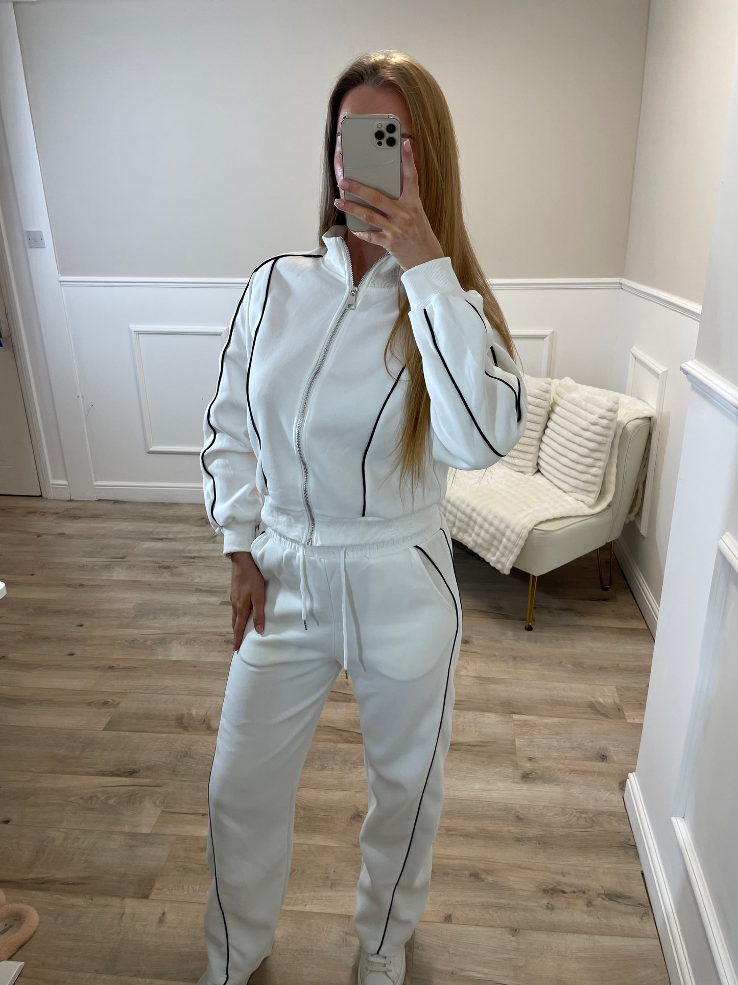Black/White Piping Tracksuit