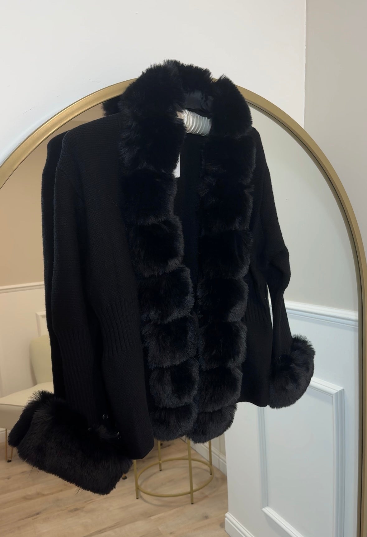 Faux Fur Tie Up Cardigan