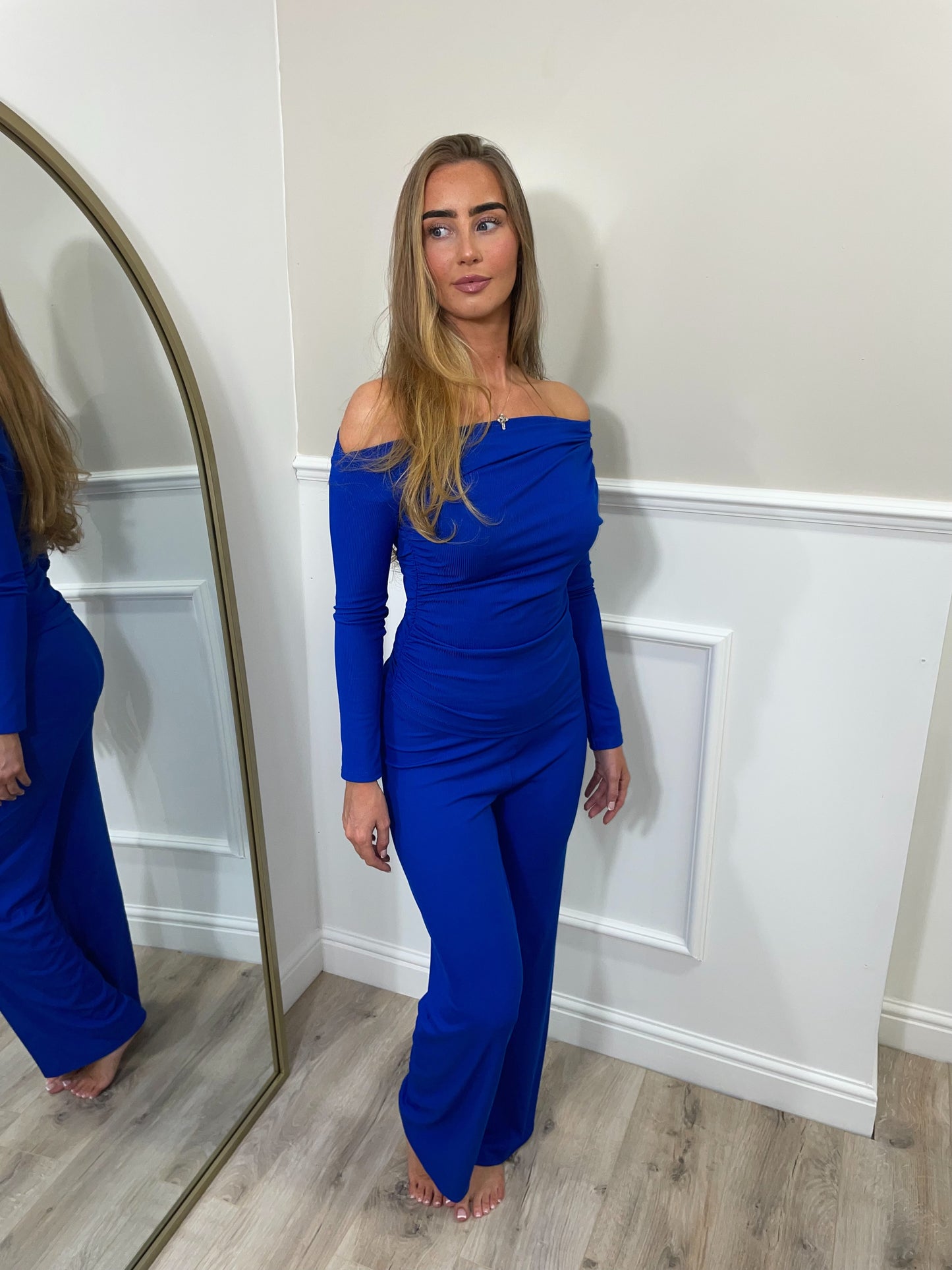 Off Shoulder Ribbed Lounge Set