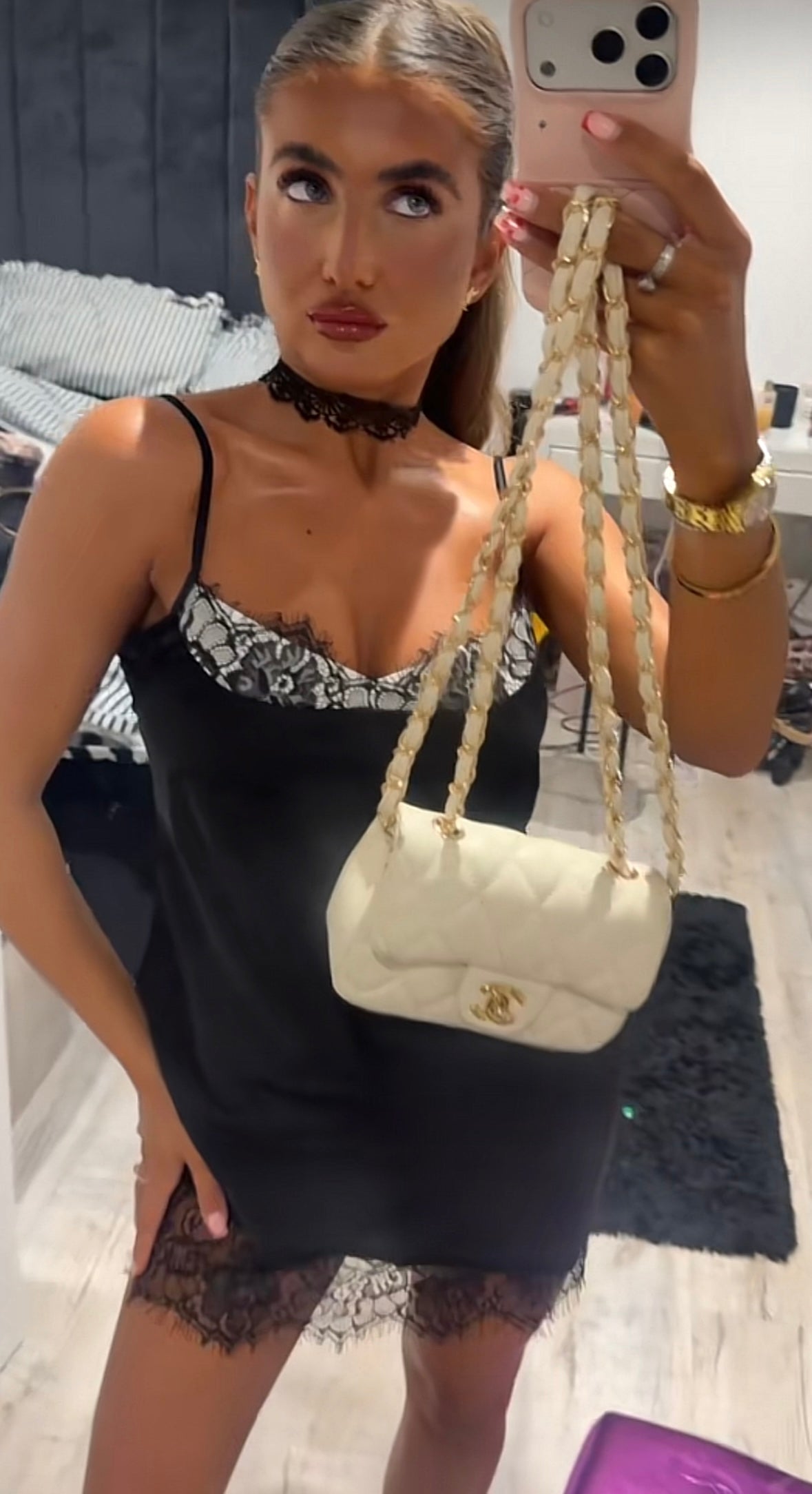 Lace Trim Mini Dress