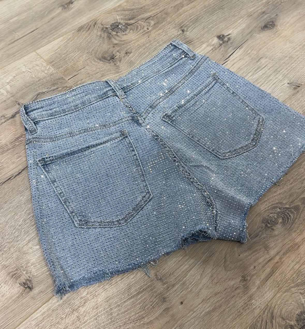 Diamanté Stretchy Denim Shorts