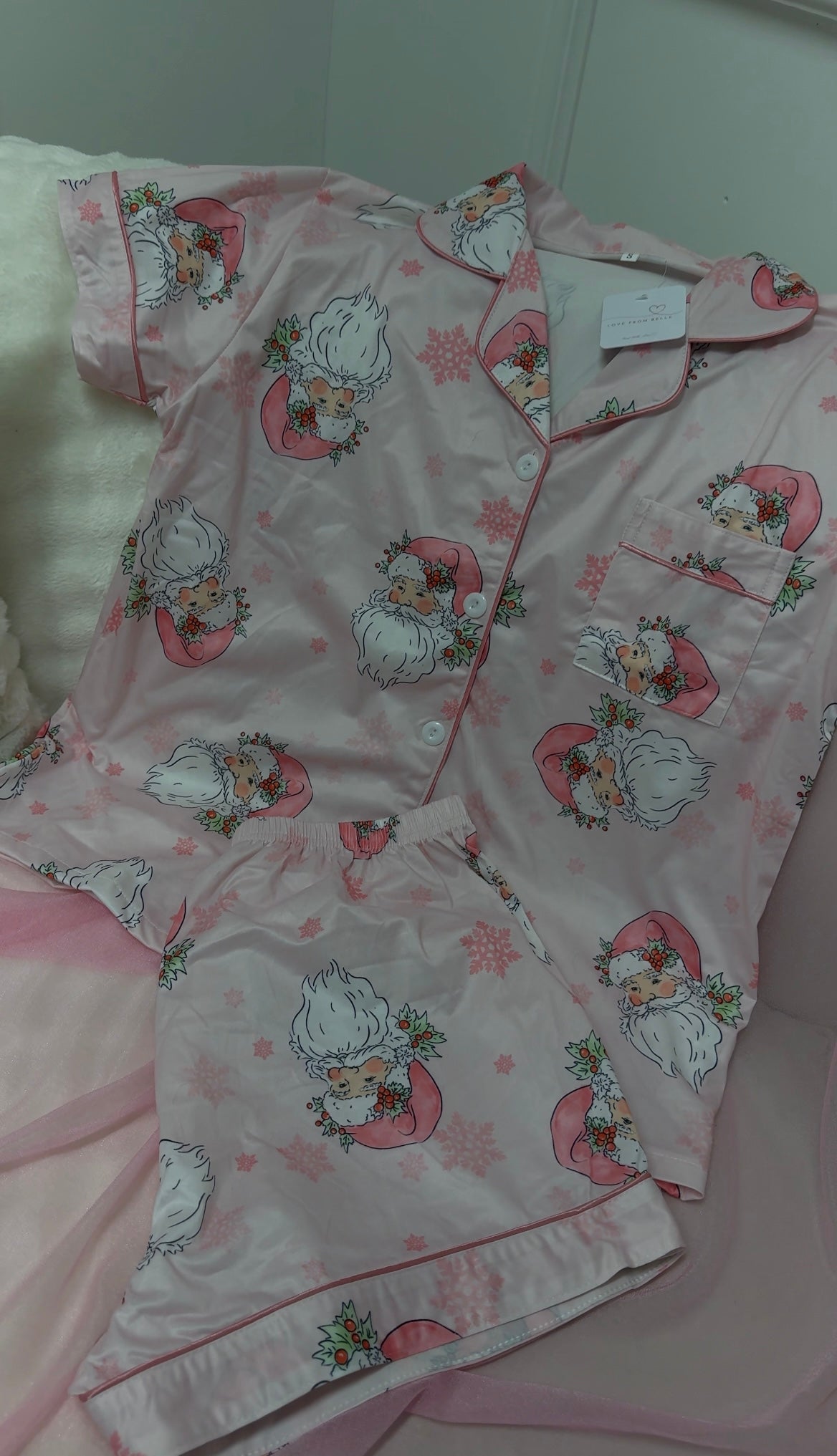 Pink Santa Short Pyjamas
