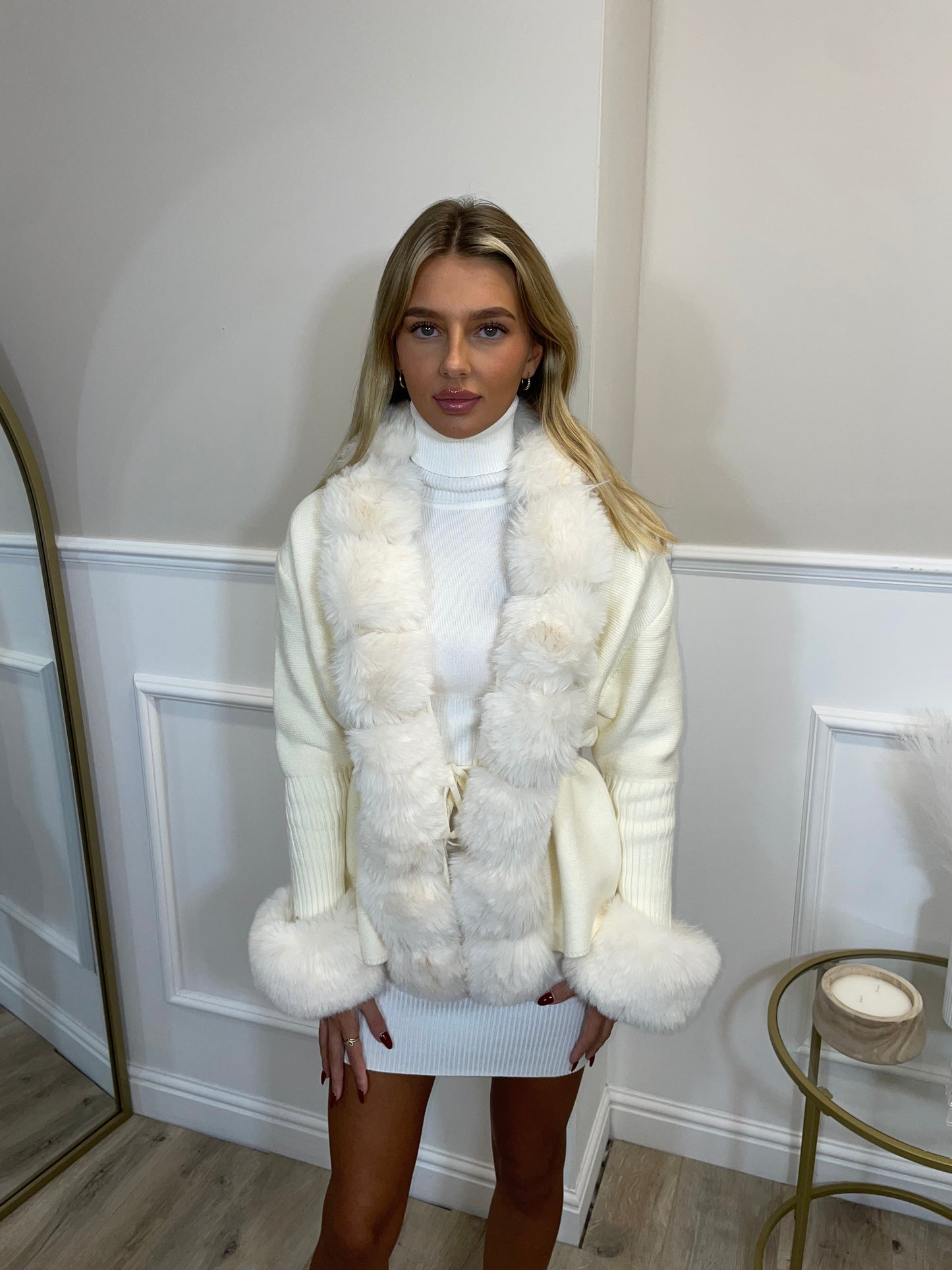 Puffed Sleeve Roll Neck Dress