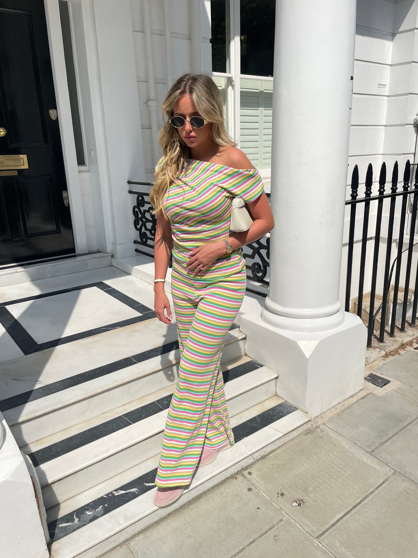 Off Shoulder Multi Colour Lounge Set