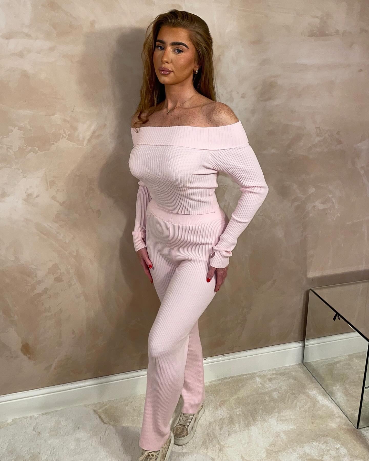Off Shoulder Ribbed Set