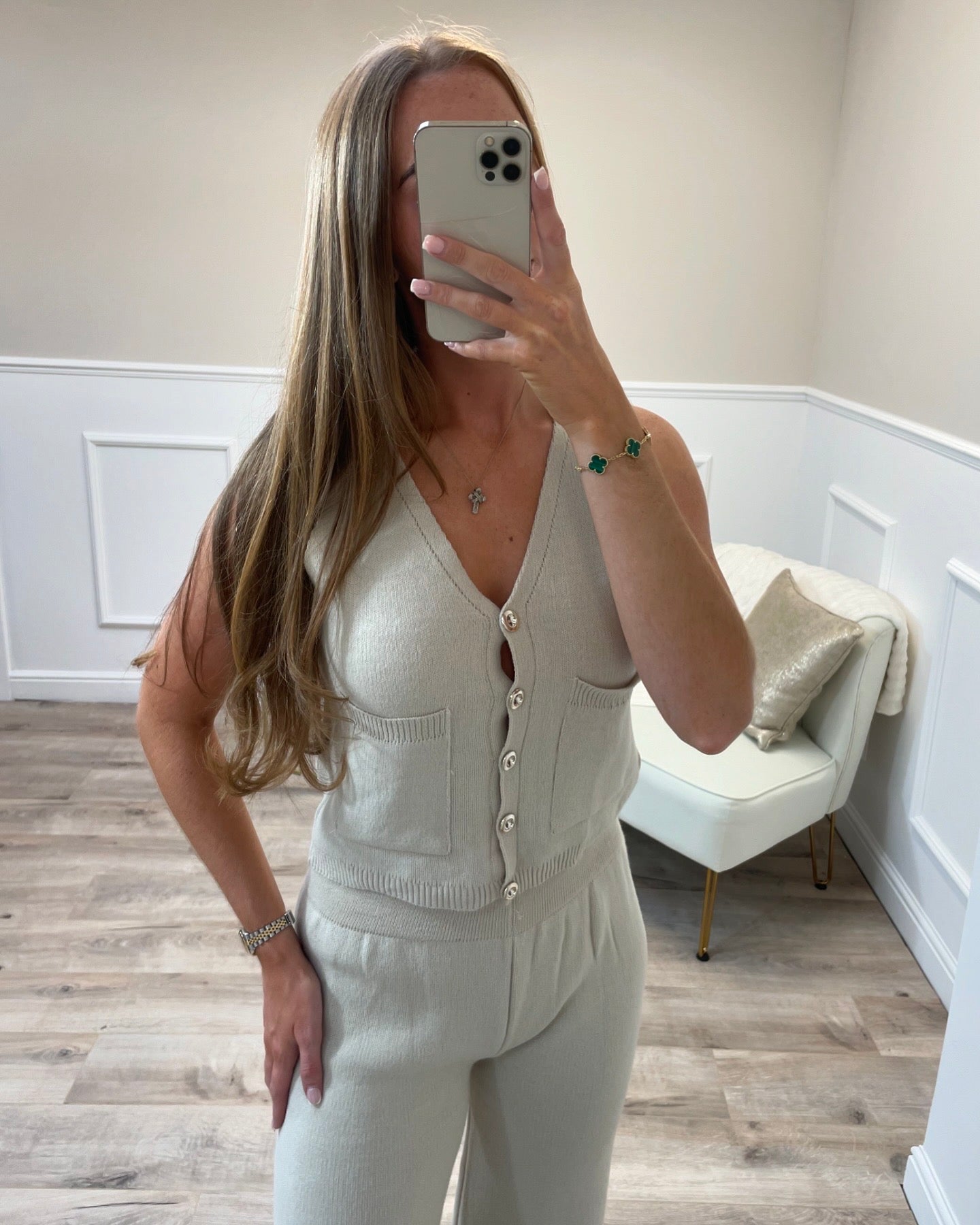 Knitted Button Lounge Set