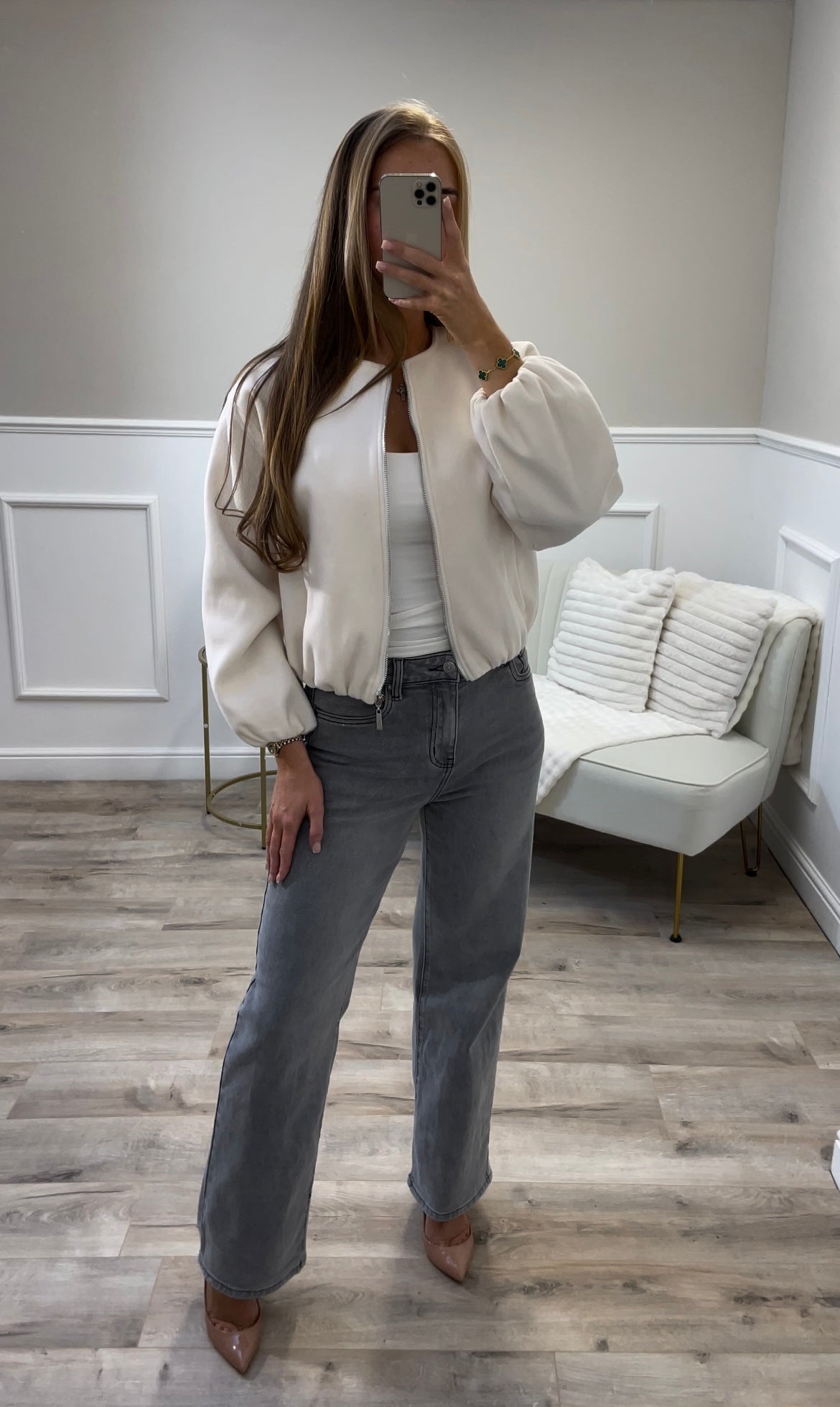 Fleece Zip Up Bomber Jacket