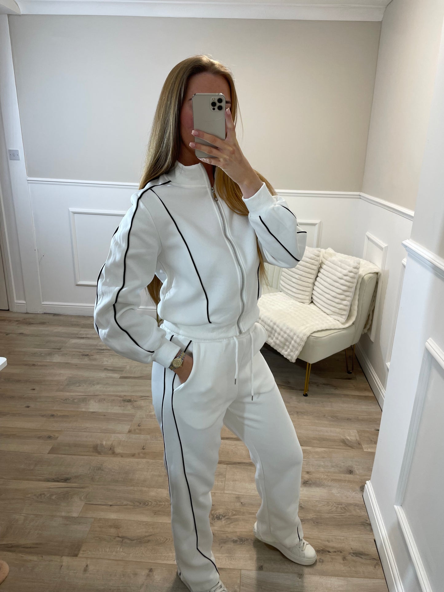 Black/White Piping Tracksuit