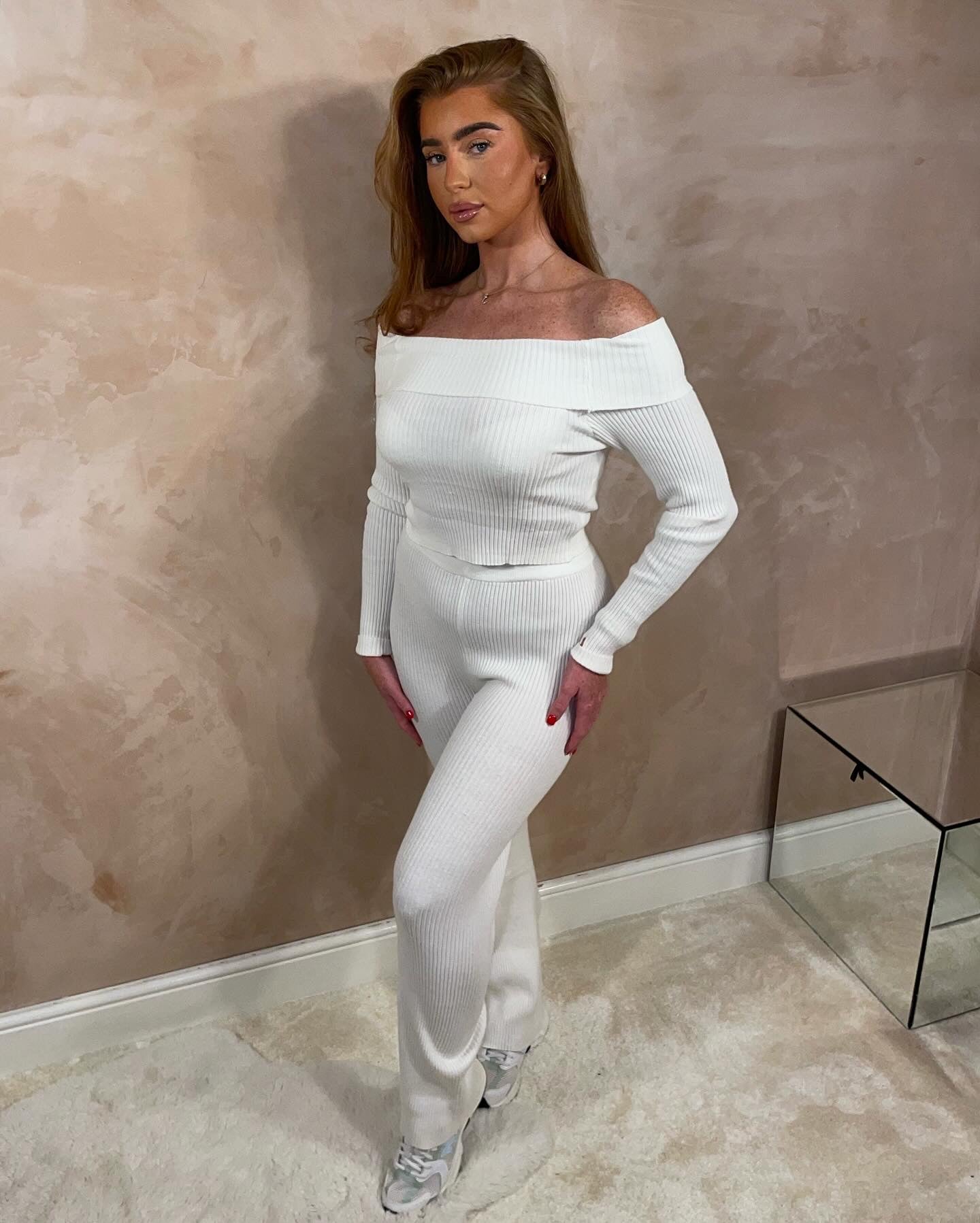 Off Shoulder Ribbed Set