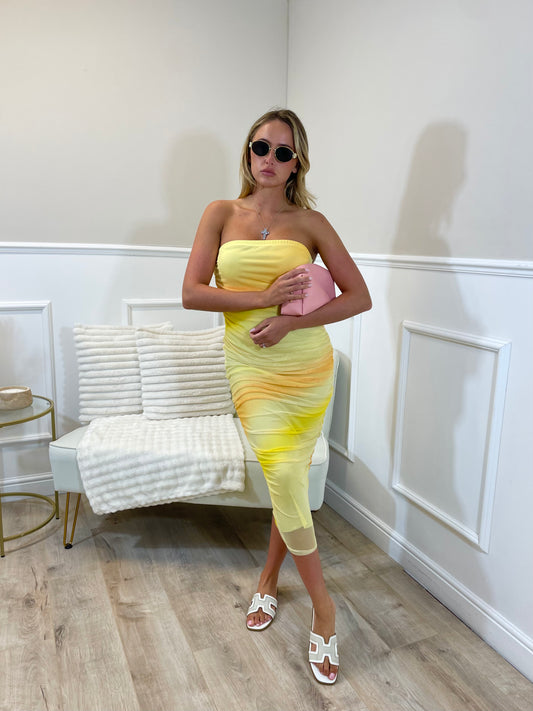 Ruched Bandeau Maxi Dress
