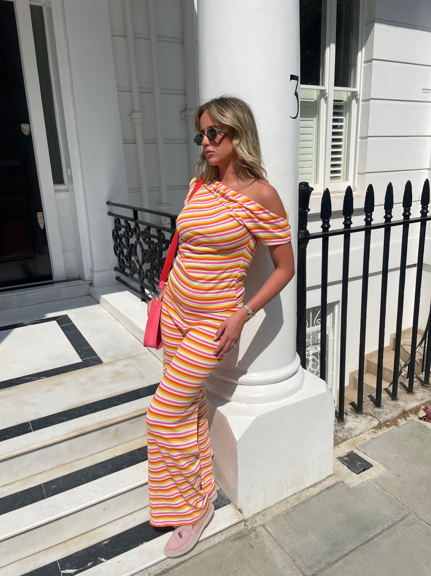 Off Shoulder Multi Colour Lounge Set