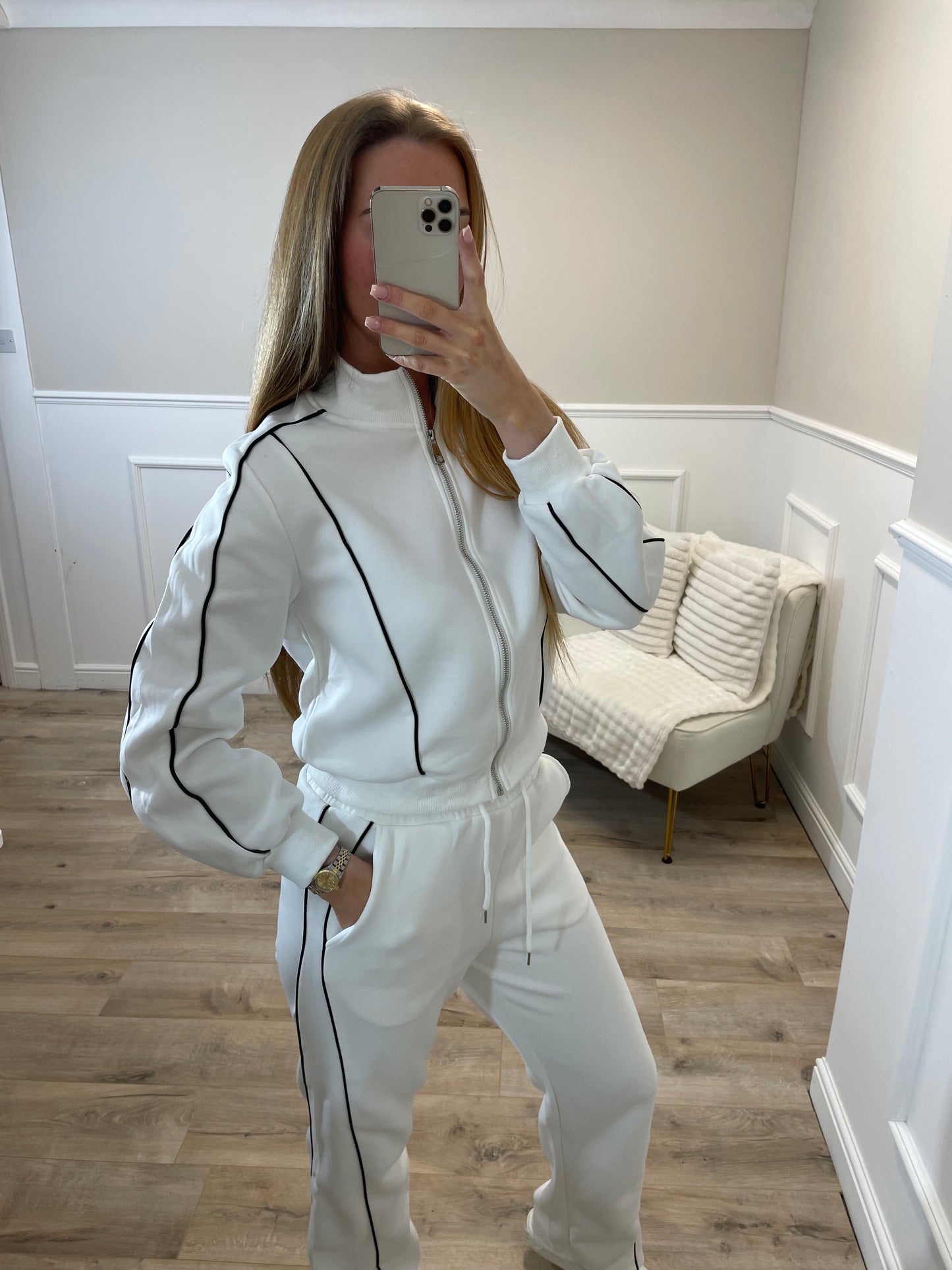 Black/White Piping Tracksuit