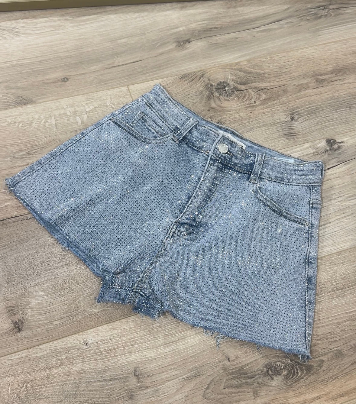 Diamanté Stretchy Denim Shorts