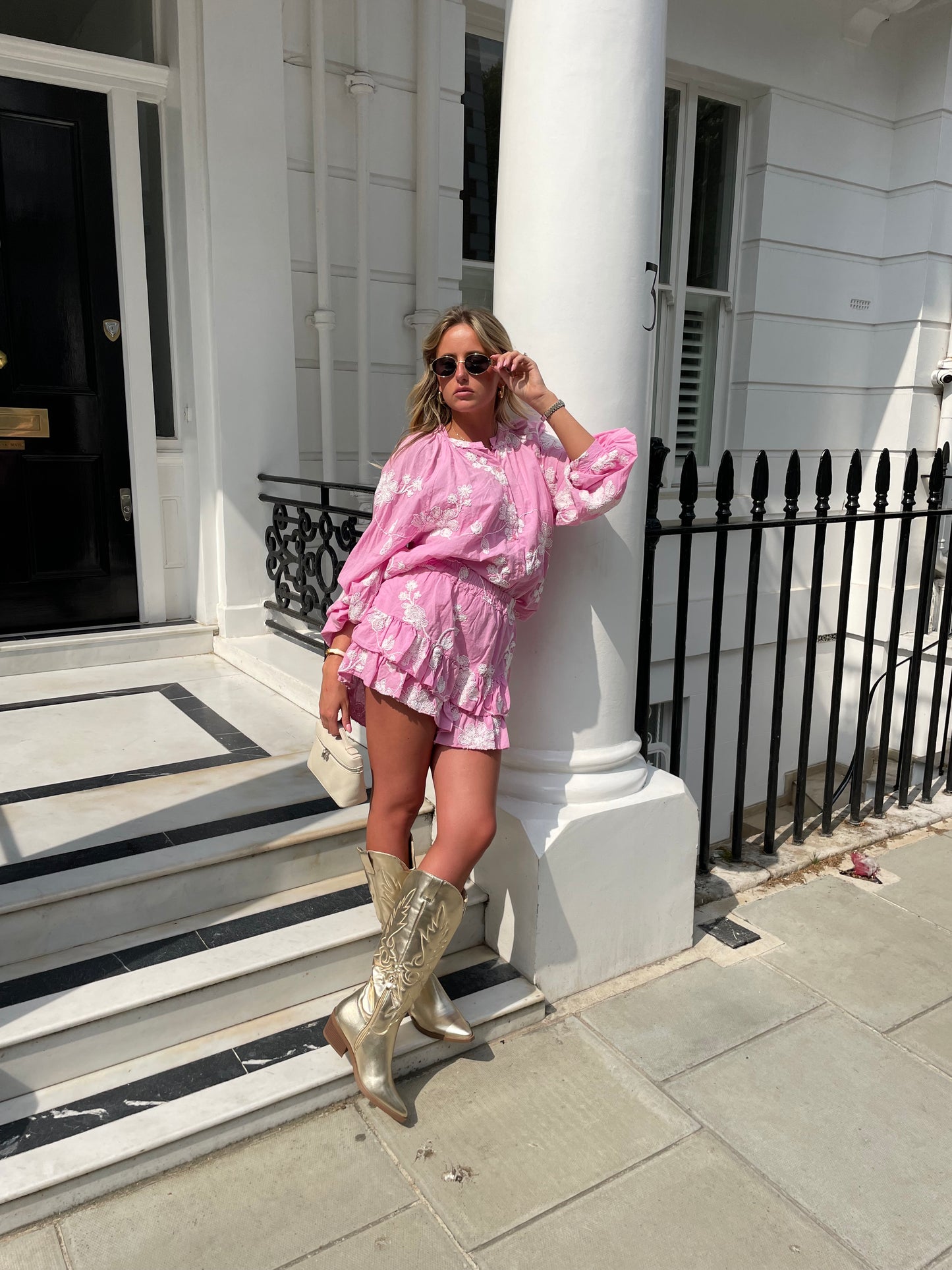 Cheesecloth Embroidered Short Co Ord