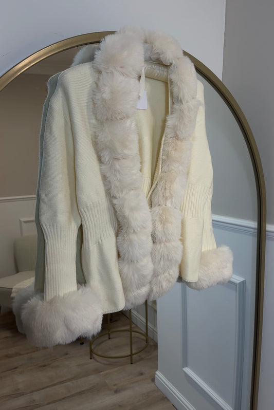 Faux Fur Tie Up Cardigan